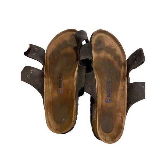 Birkenstock Arizona Sandals Softbed EU 40 260 9 Gray Suede Cork Footbed Slides - Picture 7 of 9